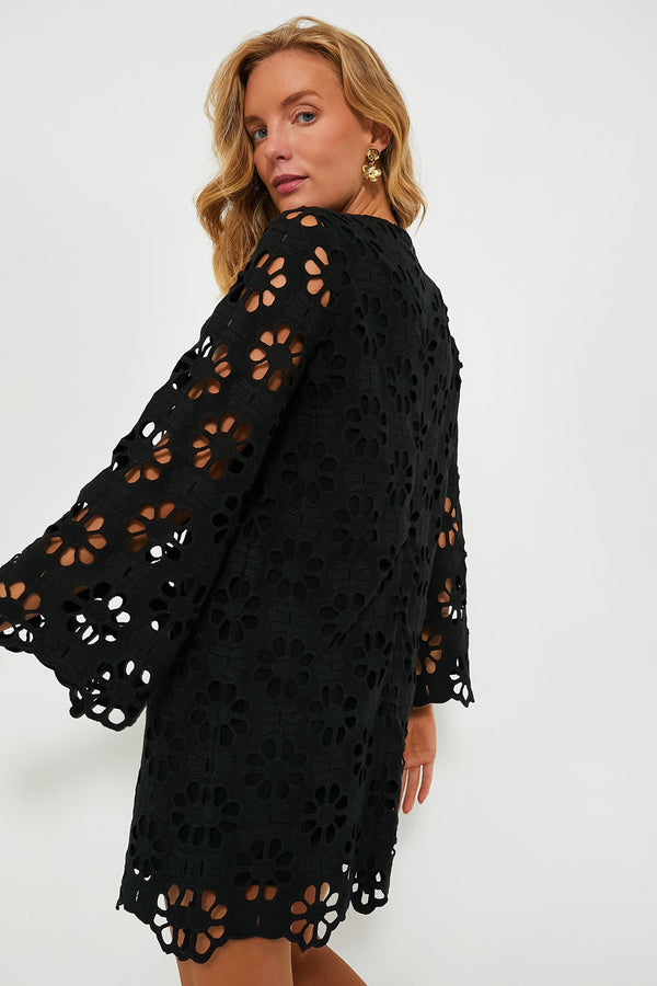 Noir Eyelet Hutton Mini Dress