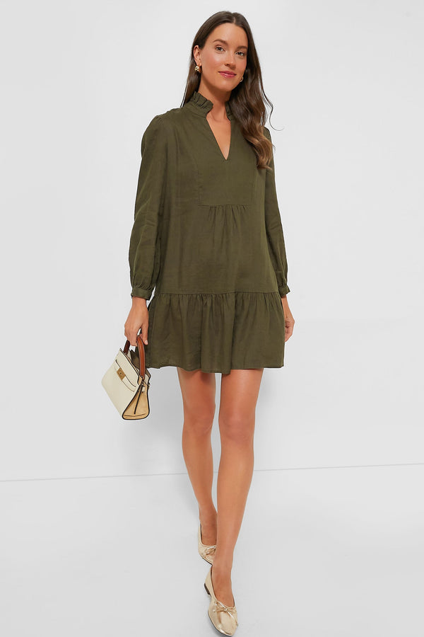 Olive Green Linen Palmerston Dress