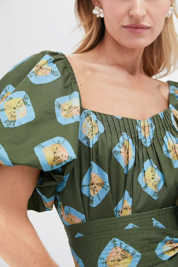 Olive and Aqua Diamond Clary Dress