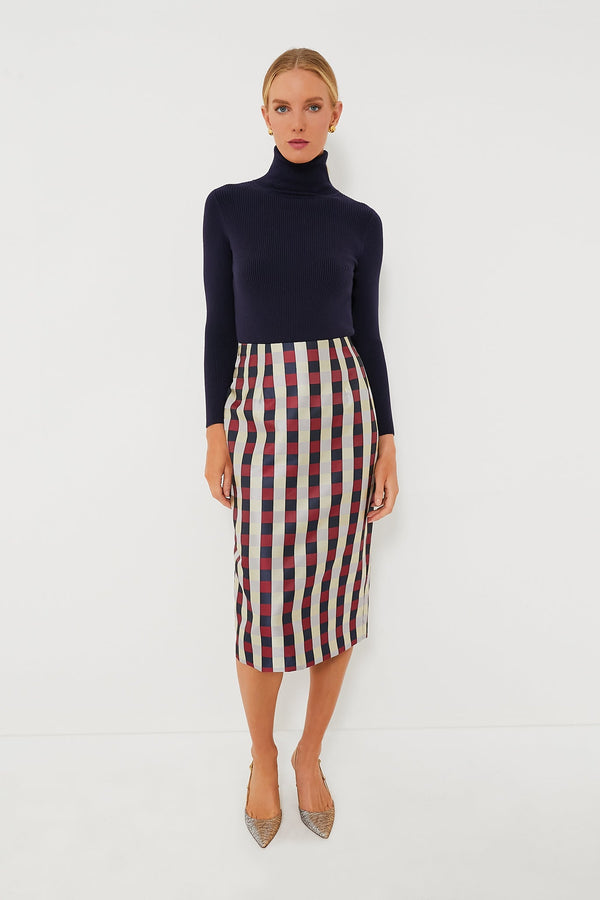 Bordeaux Check Jacquard Cynthia Skirt