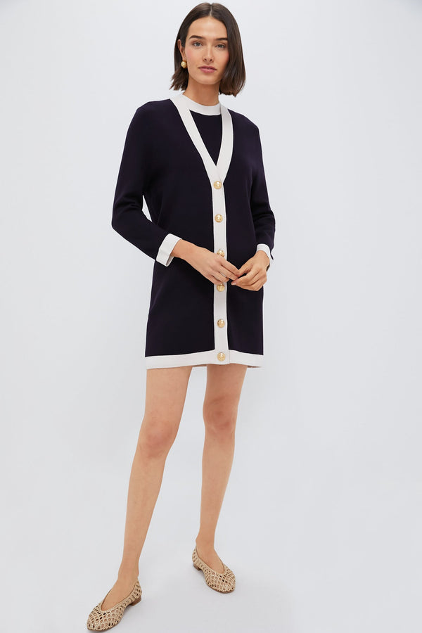 Navy and White Trim Knit Marie Dress