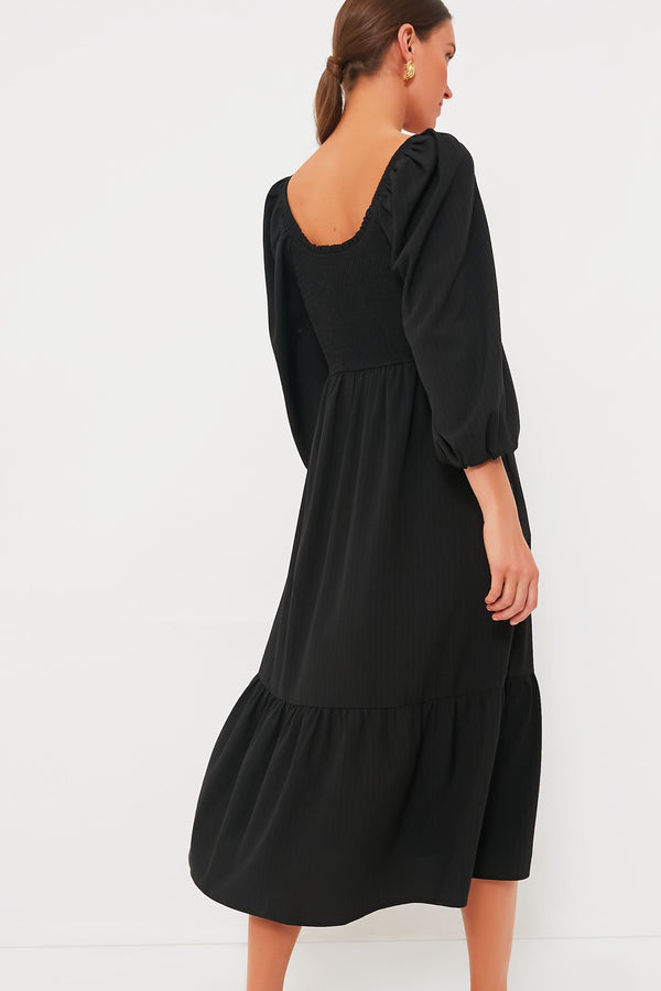 Black Seersucker Aleah Dress