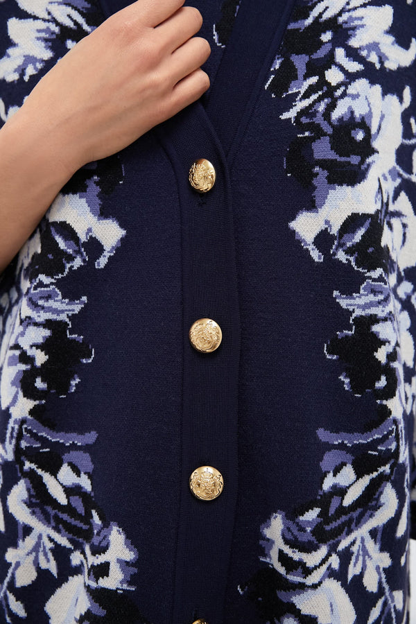 Indigo Reflection Knit Jacquard Liv Cardigan