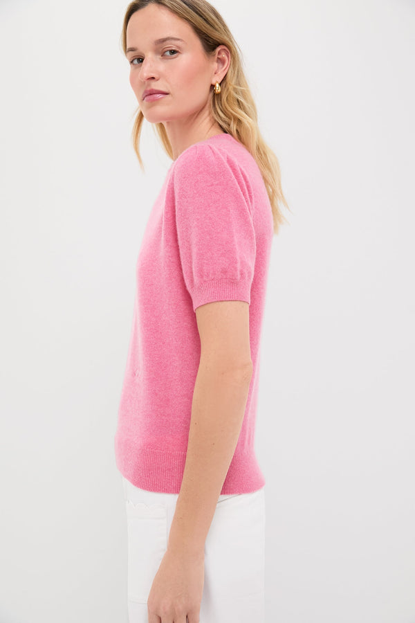 Pink Short Sleeve Cashmere Audrey Sweater