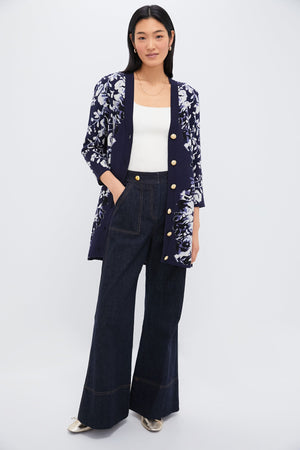 Indigo Reflection Knit Jacquard Liv Cardigan