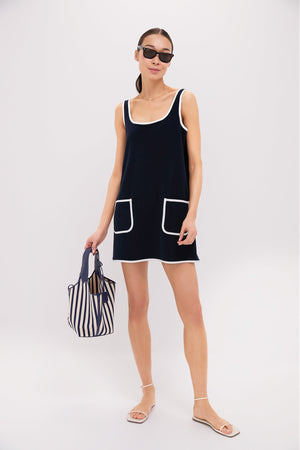 Navy Mini Terrycloth Dress Coverup