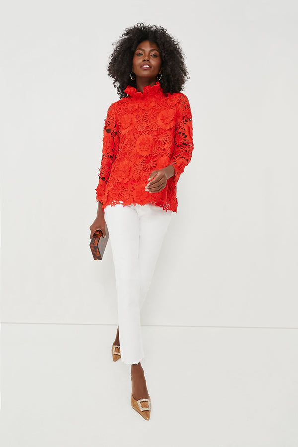 Red Guipure Lace Faye Blouse