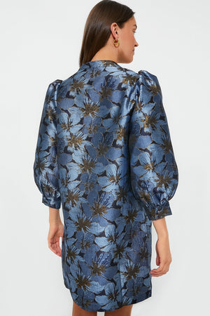 Blue Blossom Jacquard Samantha Dress