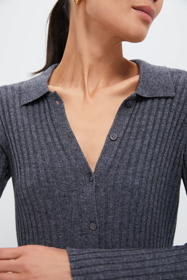 Medium Heather Gray Long Sleeve Alice Ribbed Dress