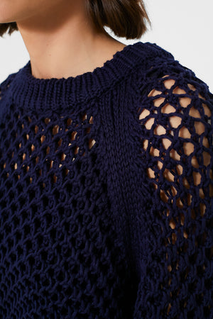 Navy Crochet Knit Jules Sweater
