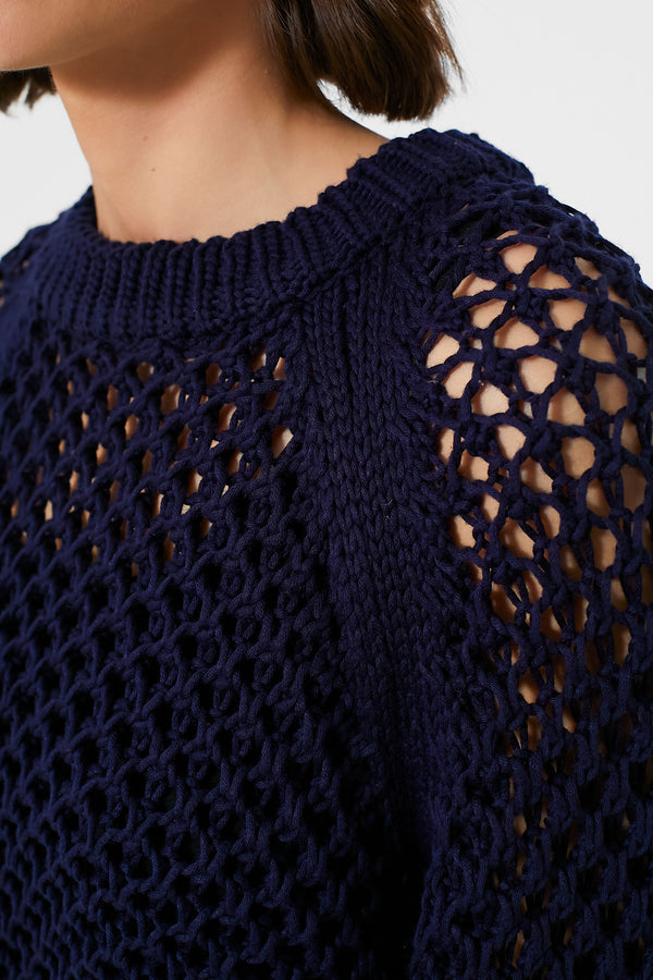 Navy Crochet Knit Jules Sweater