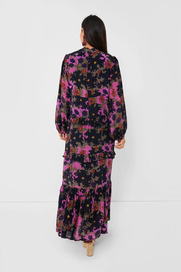 Exclusive Suzani Navy Mock Neck Dress