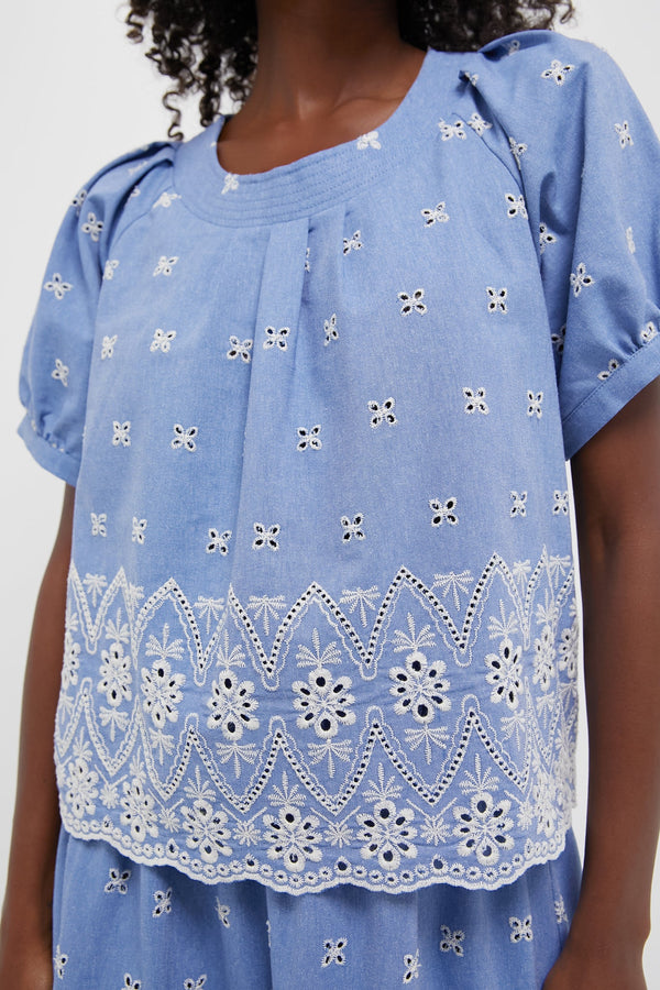 Chambray Embroidered Fontalina Blouse