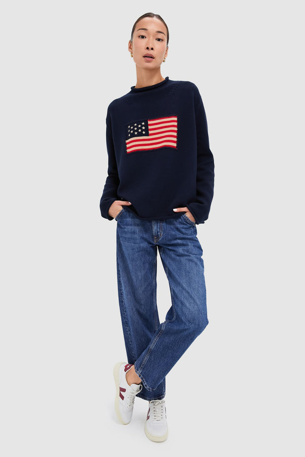 Navy Cotton Americana Sweater