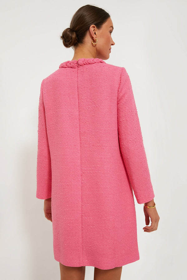 Hot Pink Tweed Long Sleeve Jackie Dress