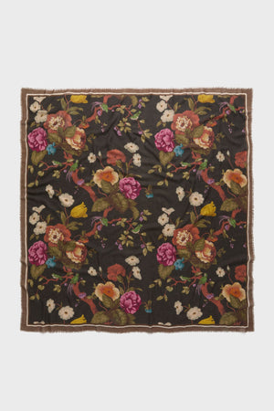 Baroque Floral Silk Cashmere Blend Large Scarf