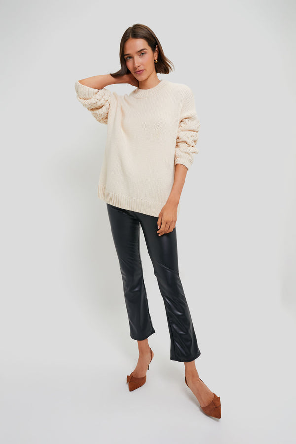 Cream Cable Knit Sleeve Clover Sweater