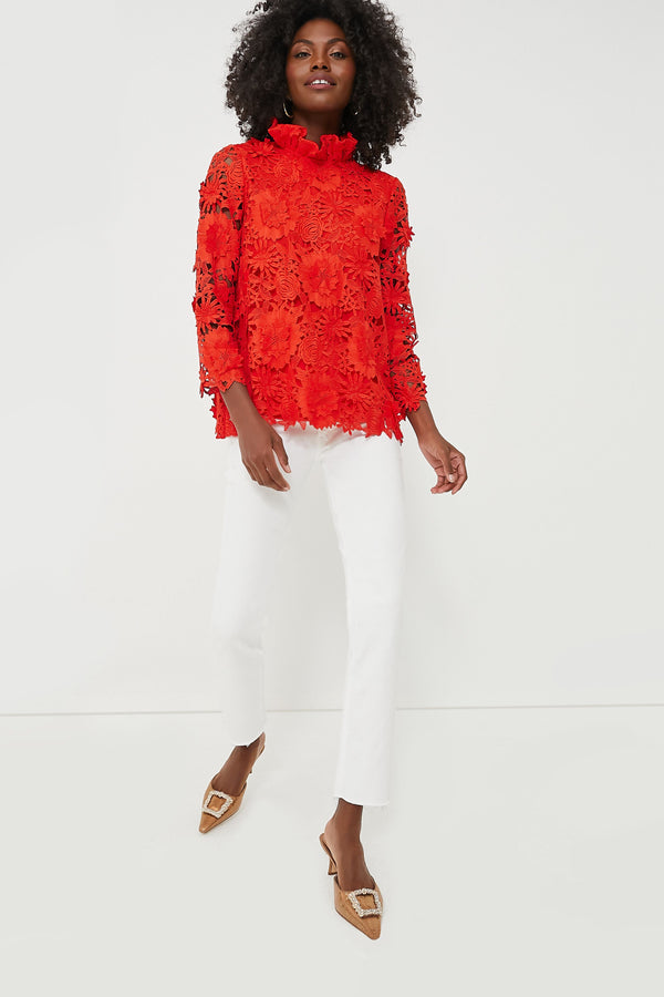 Red Guipure Lace Faye Blouse