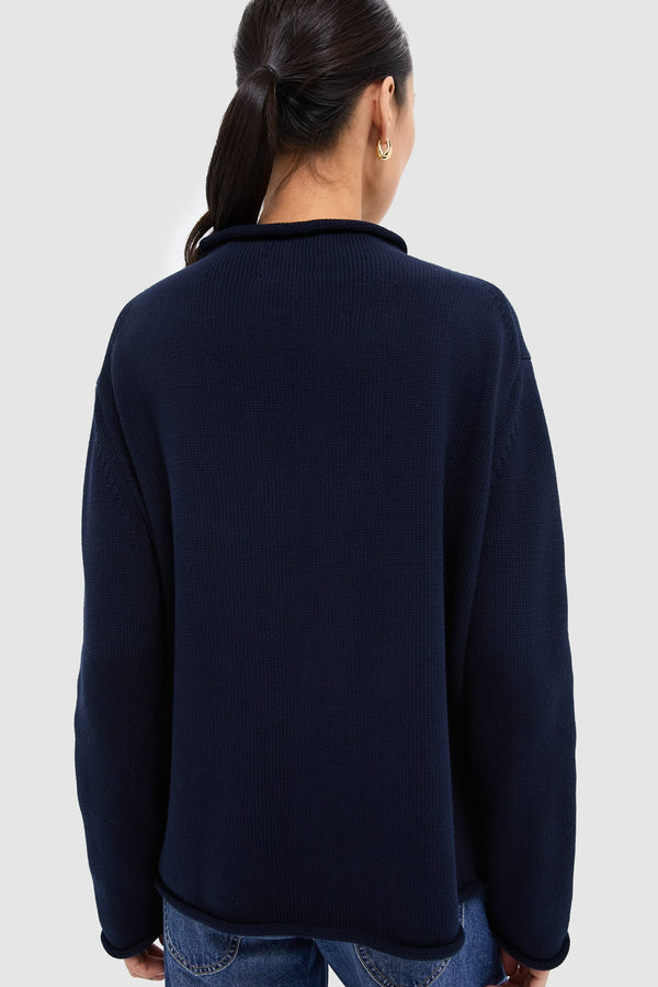 Navy Cotton Americana Sweater