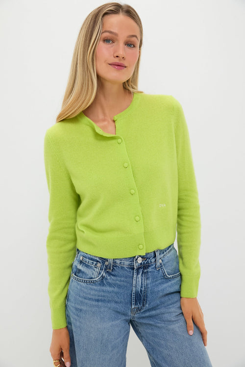 Lime Green Cashmere Riley Cardigan