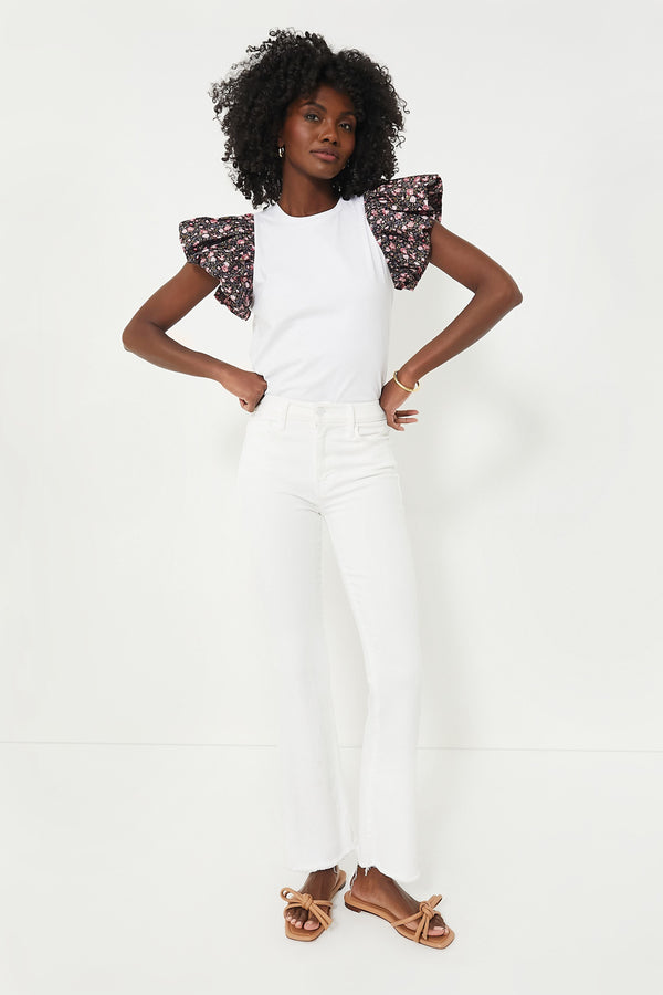 Navy Floral and White Shelby Tee