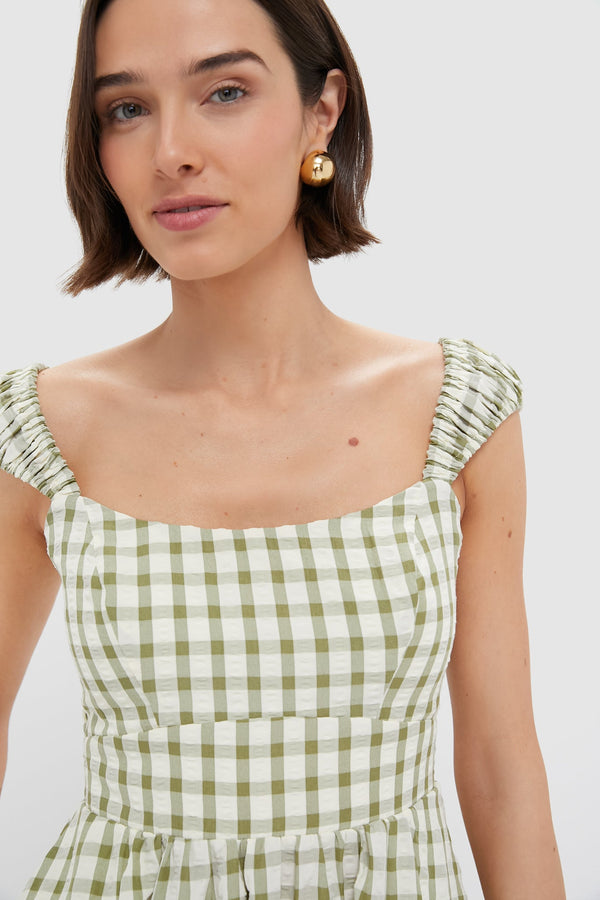 Sage Gingham Seersucker Amy Dress