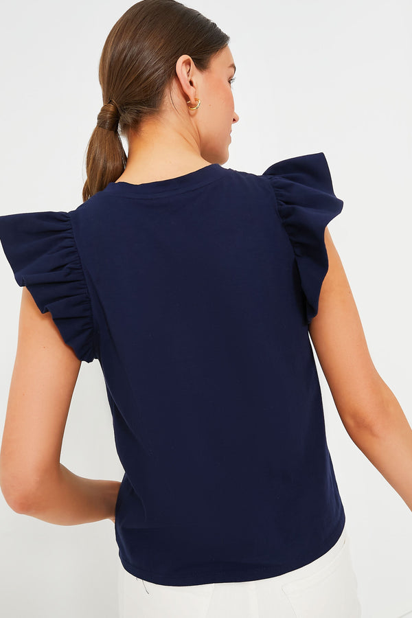 Navy Kaia Flutter Sleeve Tee