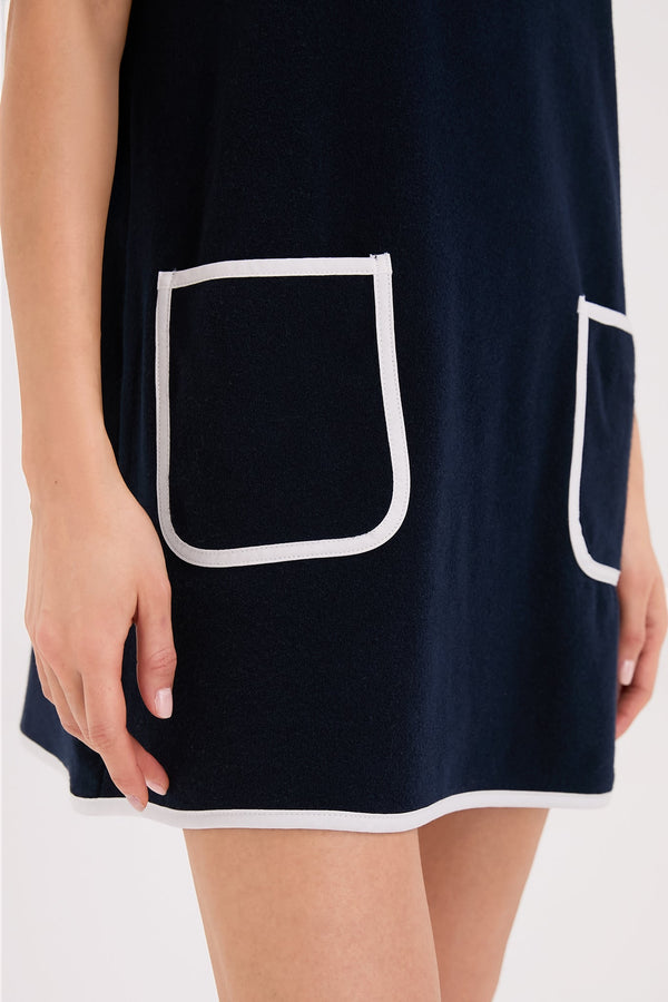 Navy Mini Terrycloth Dress Coverup
