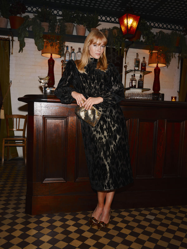 Metallic Velvet Burnout Gilly Dress