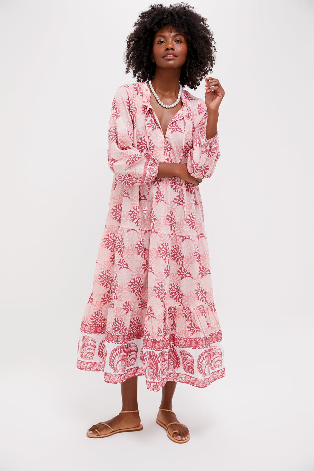 Dusty Rose Nautilus Shell Long Sleeve Salty Paloma Caftan