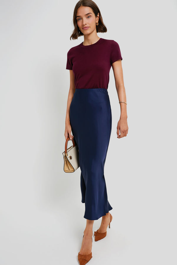 Oxblood Cashmere Silk Blend Katie Tee