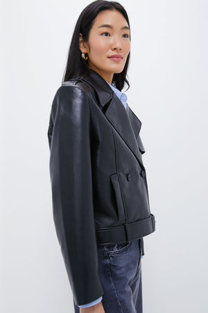 Black Recycled Leather Simone Jacket