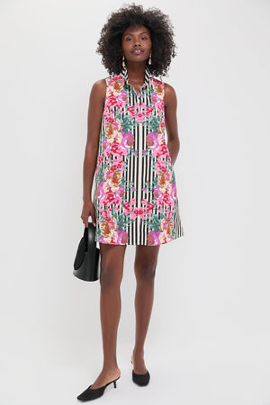 Flowering Trellis Taffeta Sleeveless Charlie Dress