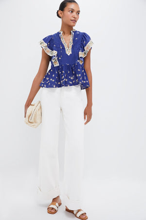 Cognac and White Leather Muse Sandals
