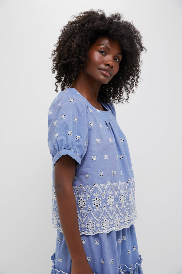 Chambray Embroidered Fontalina Blouse