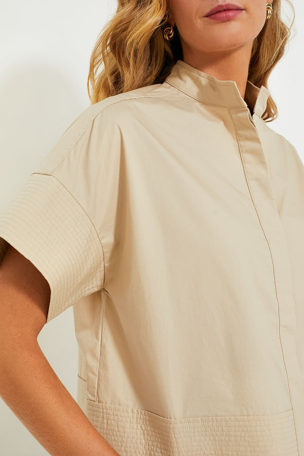 Tan Trapunto Stitch Sofia Shirt