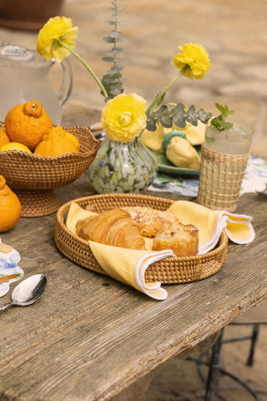 Light Rattan Footed Bowl