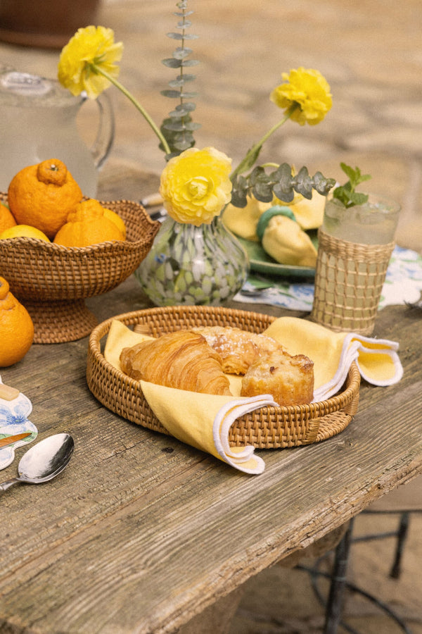 Light Rattan Footed Bowl