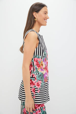 Flowering Trellis Structured Rhoda Tunic Top