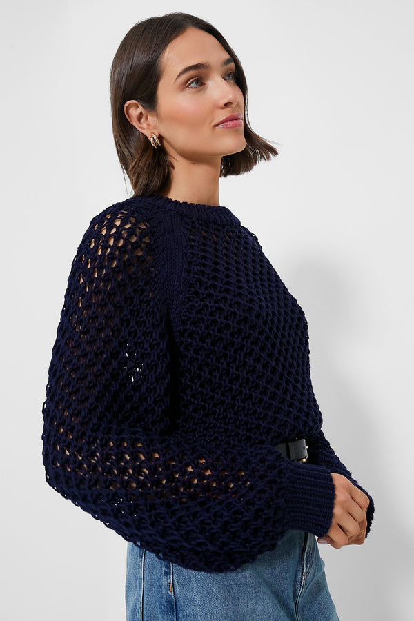 Navy Crochet Knit Jules Sweater