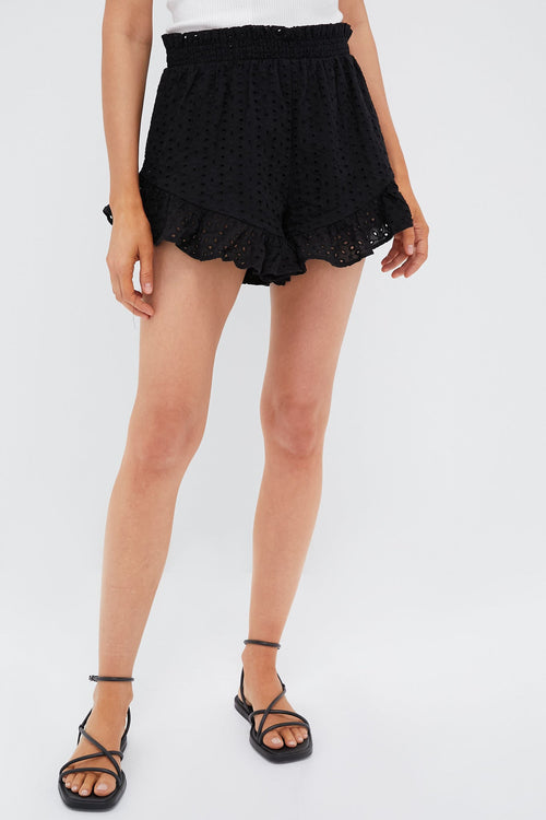 Black Eyelet Skye Ruffle Short