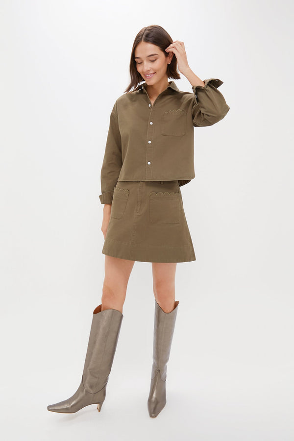 Army Green Chino Cropped Jasper Button Down