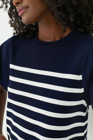 Navy and White Striped Knit Kirby Top