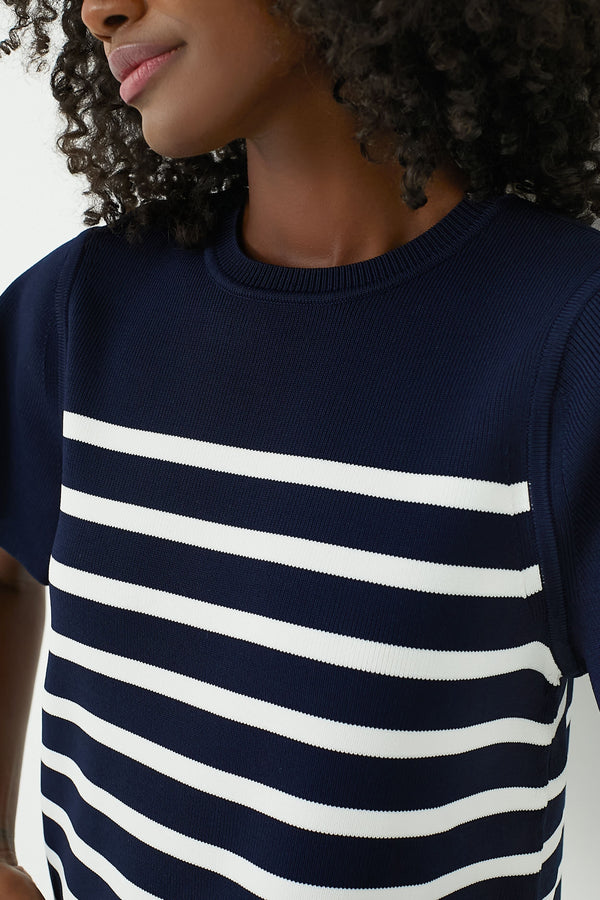 Navy and White Striped Knit Kirby Top