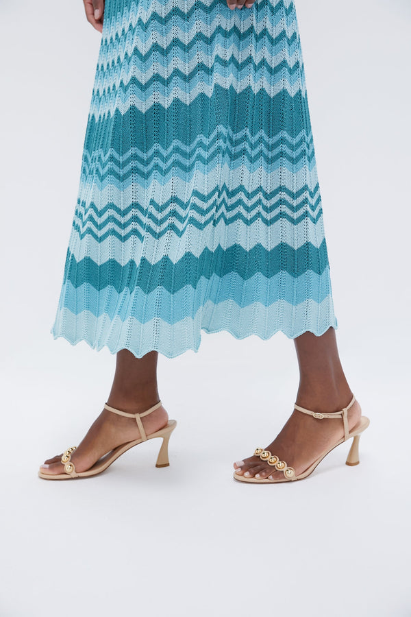 Aqua Crochet Stripe Sylvie Skirt