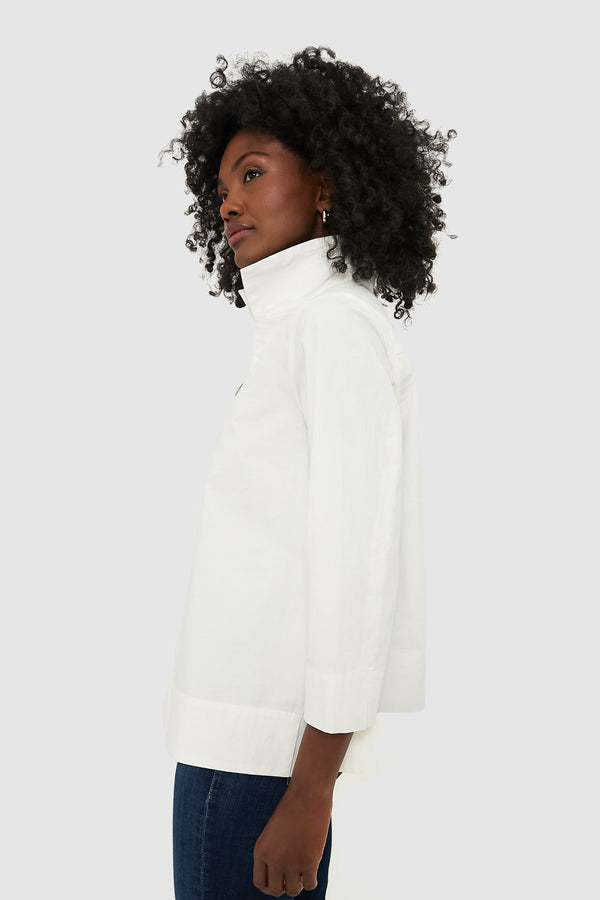 White Margot Stand Collar Blouse