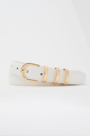 White Croc Triple Keeper Skinny Belt
