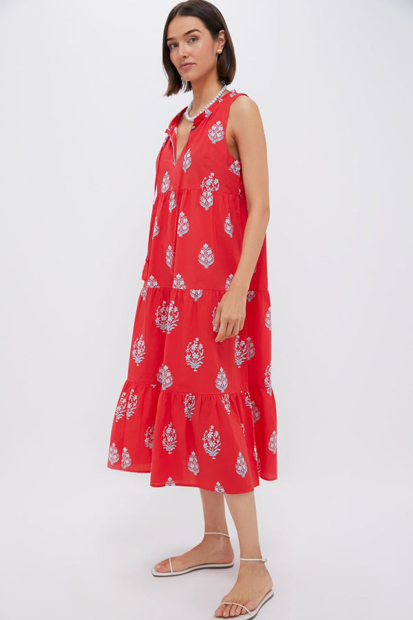 Scarlet Bouquet Blockprint Salty Paloma Caftan