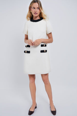 Cream Tweed Short Sleeve Jackie Dress