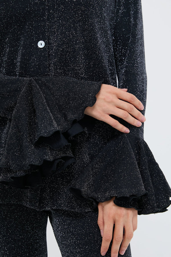 Black Cosmos Lurex Lounge Suit with Pants